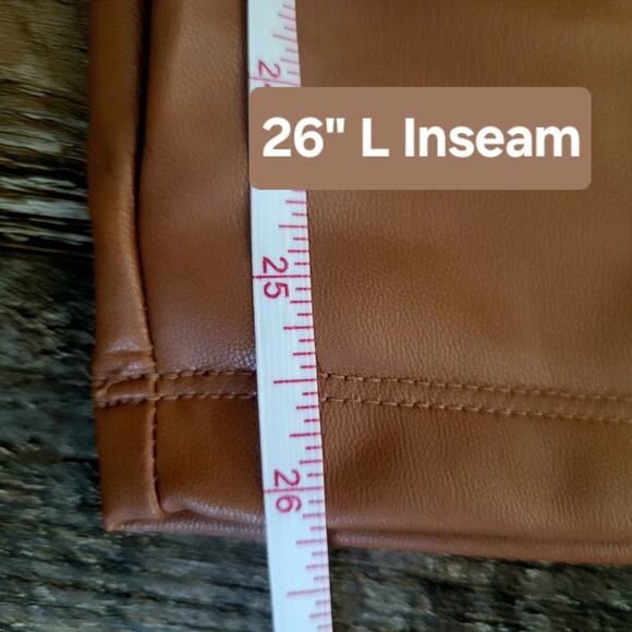 NWOT Zenana Faux Leather Leggings XL Brown High Waist Curvy Edgy Winter Fall - Picture 7 of 9